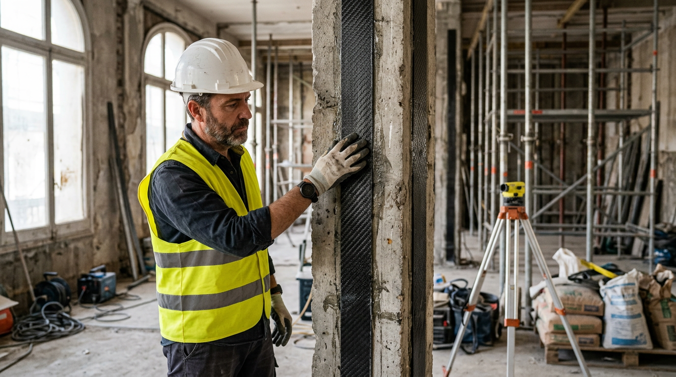 Refuerzo estructural con fibra de carbono en obra